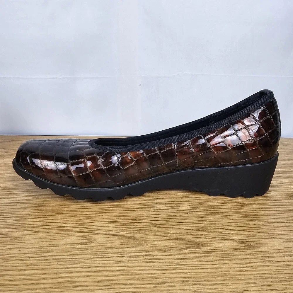 Josef Seibel Brown Bronze Croc Embossed Leather Comfort Loafer EU 39H /US 8-8.5W - Picture 11 of 13